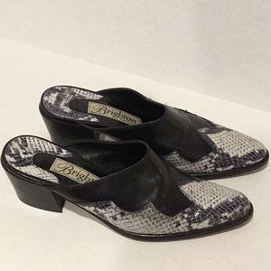 Brighton Mule blackest Snakeskin w/Black Leather